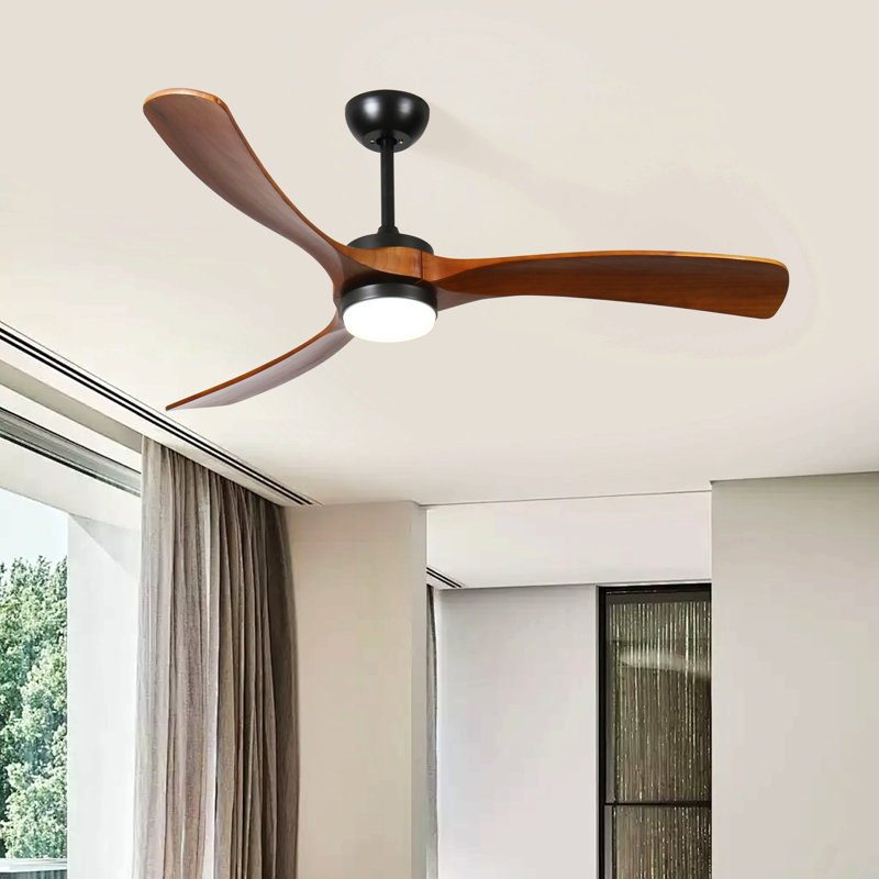 Ventilateur de plafond 52 po 3 feuilles en bois massif