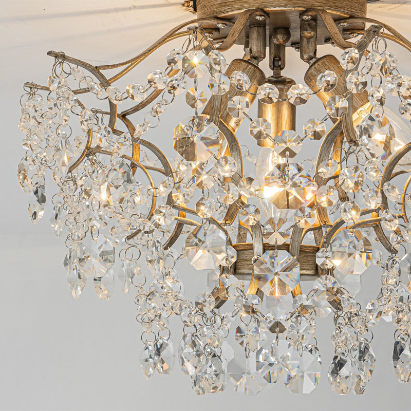 Plafonnier semi-plafonnier en cristal à 3 lumières à intensité variable