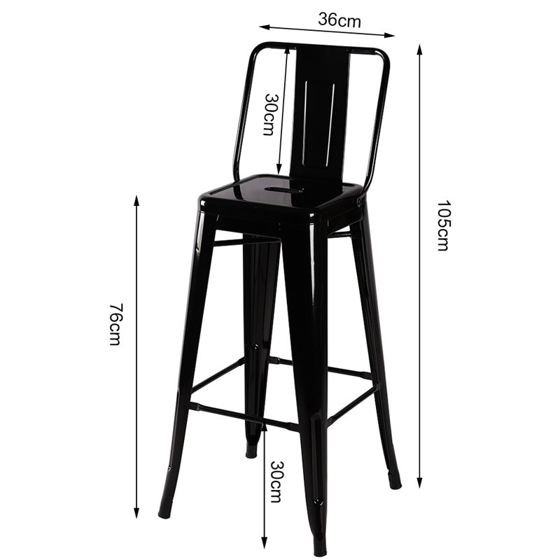 Thornbury Counter Stool with Metal Frame, Black