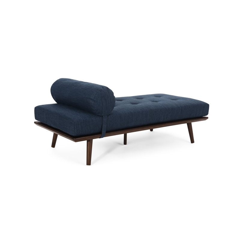 Chaise longue de style Mid-Century bleu marine avec coussin et housse en tissu de style amovible