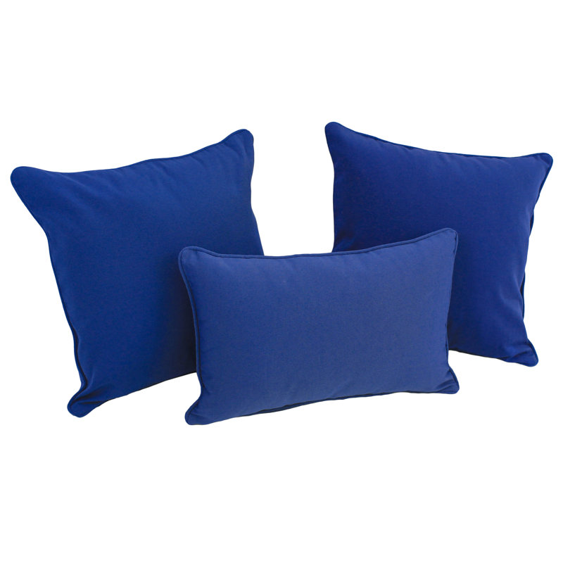  3 Piece Throw Pillow Set, Royal Blue