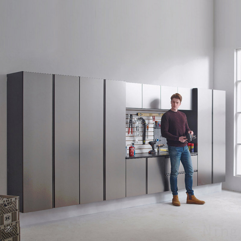 Armoire de rangement murale en bois Metallic Gray Series