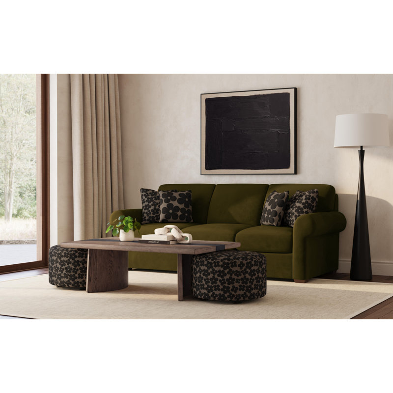 Repose-pieds Lenora, Floral noir / brun