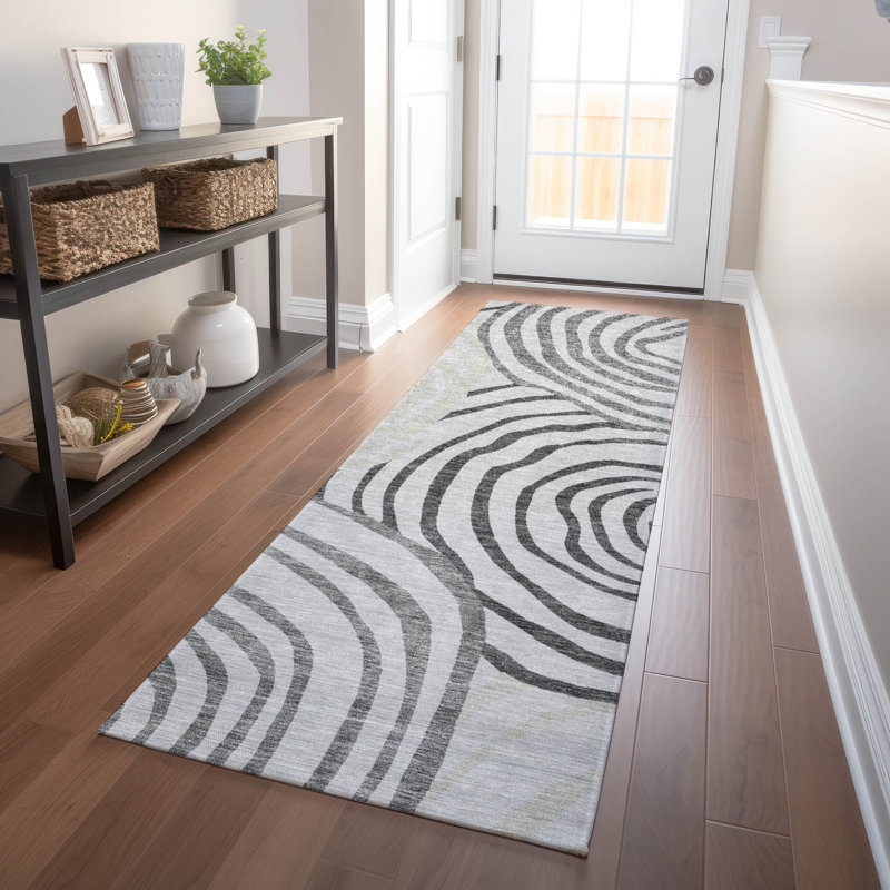 Premium Machine Washable Prisco Gray Rug, Runner 2'3" x 7'6"