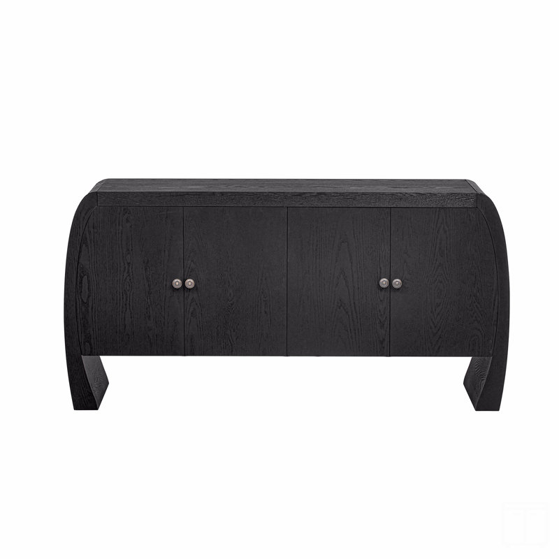 4 Door Storage Cabinet with Shelves, Black