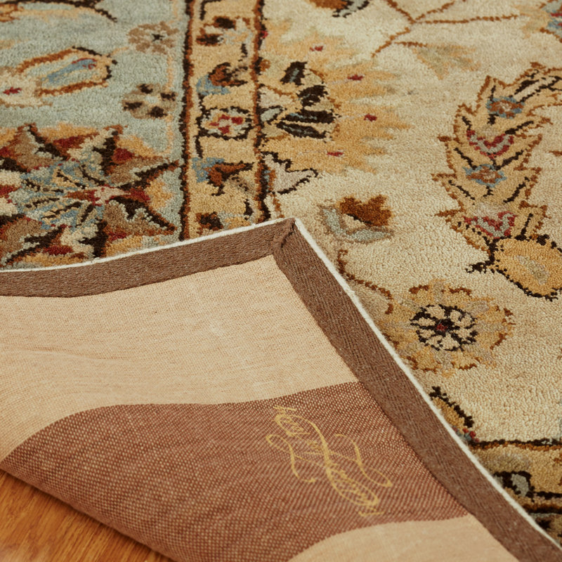 Wool Oriental Area Rug in Beige, Rectangle 9'6" x 13'6"