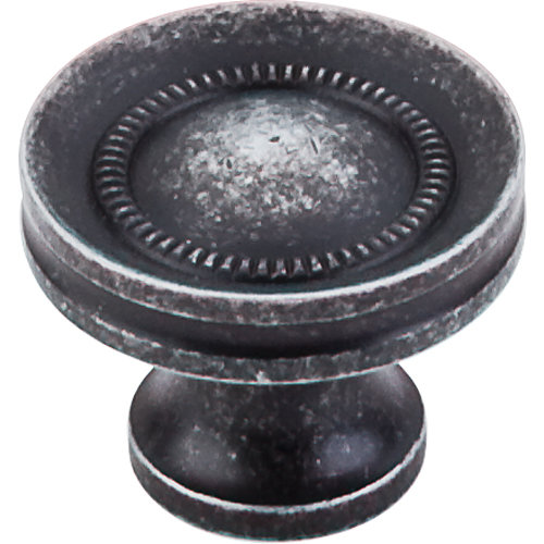 Button Faced 1 1/4" Diameter Round Knob, Black Iron