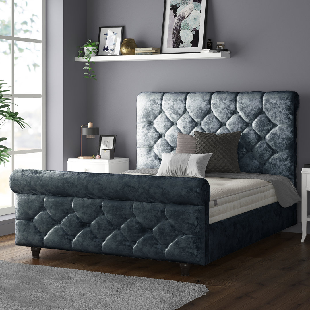 Bella Vista Tufted Upholstered Sleigh Bed