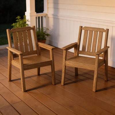 Ensemble de 2 chaises de patio d'extérieur - Chaises de jardin en PEHD résistant aux intempéries avec une capacité de 650 lb, chaises de salle à manger imperméables robustes pour la piscine, la terrasse et la cour, brun