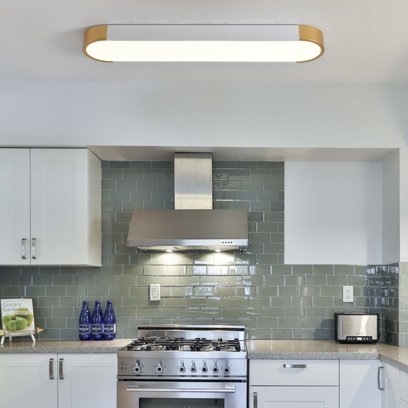 Cherron 1-Light 70cm LED Flush Mount, White/Gold