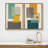 Abstract Vibrant Color Blocks " Mid-Century Green And Yellow Polygon Collage Abstract Shapes Modern " 2 - Pieces-92285112-92285111
