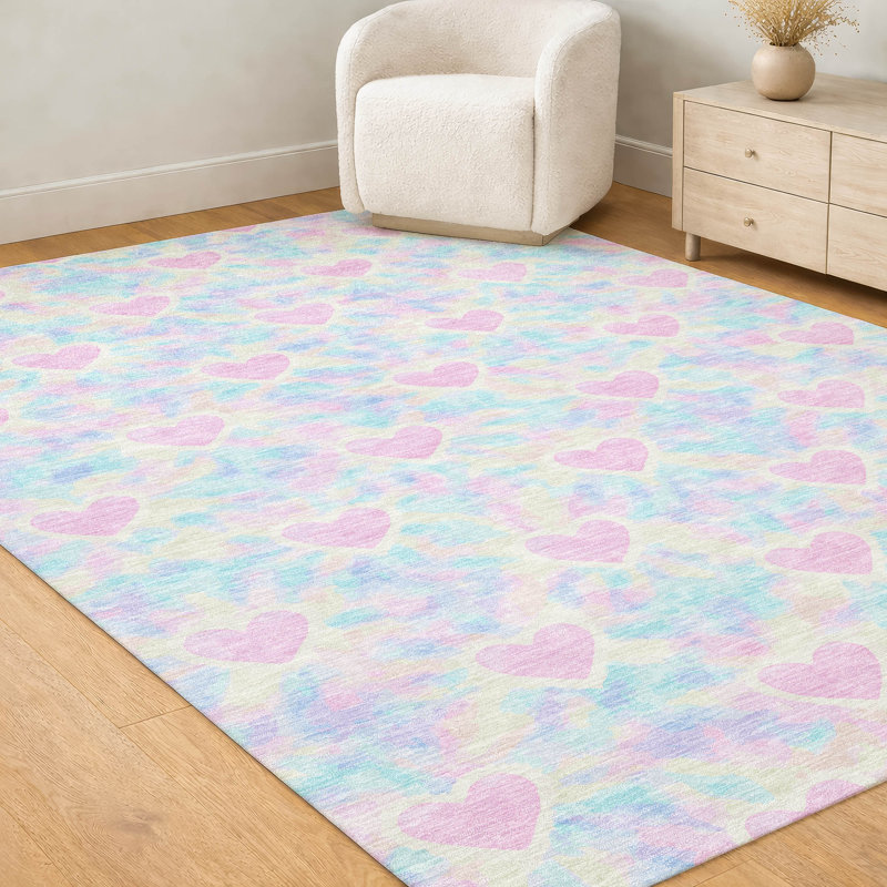 Machine Washable Indoor/Outdoor Chantille ACN2601 Kids Rug, 8' x 10', Pink
