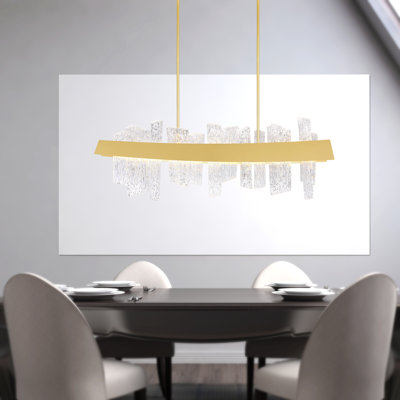 39'' Modern LED Rectangular Chandelier for Kitchen Island, Dining Room, or Bar – Integrated LED