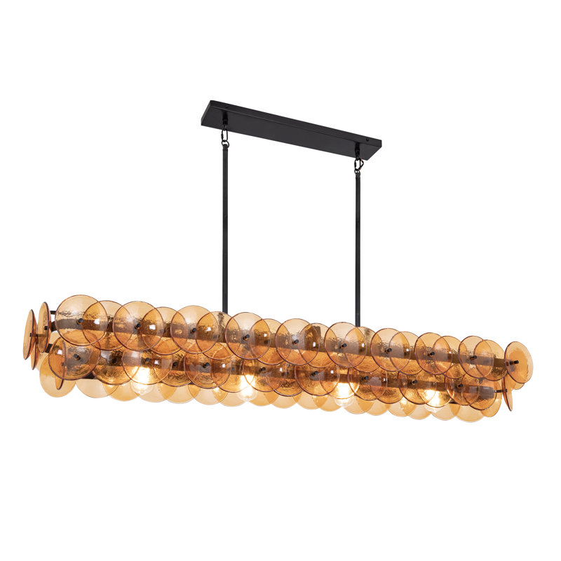 Loren-Linear Pendant, Gunmetal/Amber