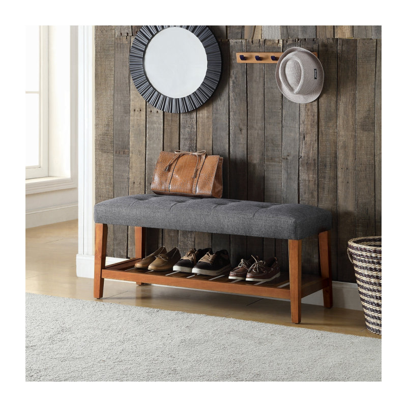 ACME Charla Bench, Gray & Oak, Gray, Walnut