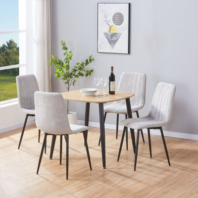 Sisquoc 800mm Square Table & 4 Fabric Chair Set