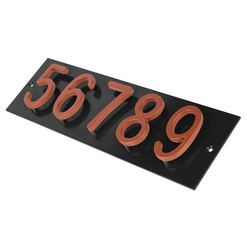 Plaque d'adresse horizontale AMGO, Noir, noir, noir, noir, Brun, Oui