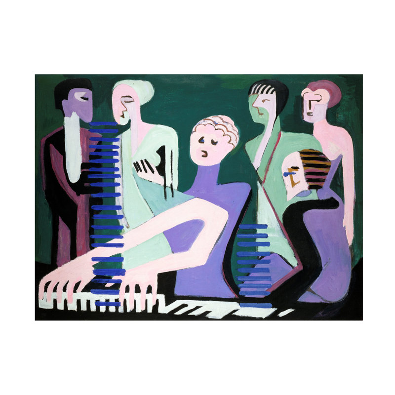 Ernst Ludwig Kirchner, chanteur sur piano, 1929, art sur toile, 14" H x 19" W