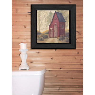 Folk Art Outhouse Framed Wall Art for Living Room, Home Wall Decor Framed Print by Pam Britton