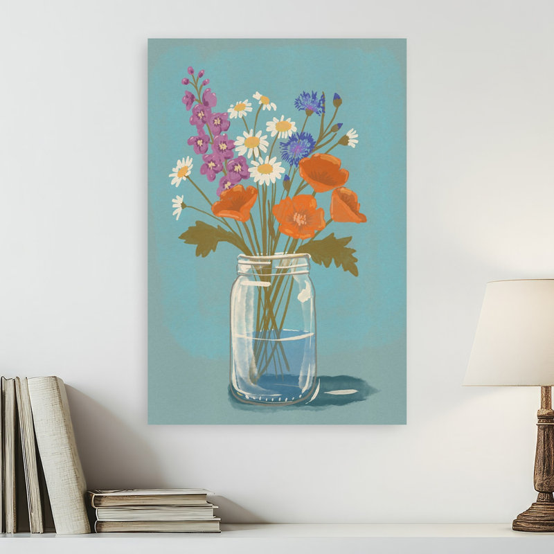 Impression sur toile Wildflower Mason Jar, H 24 po x l 16 po