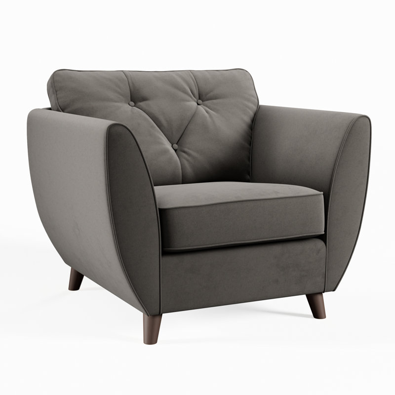 Collazo Upholstered Armchair, Dark Brown Wood, Asphalt