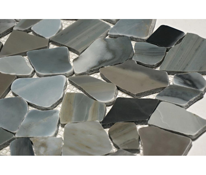 Carreau de mosaïque bleu-gris poli