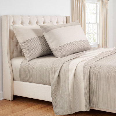 Southshore Fine Linens Taupe Striped Sheets Queen Size 4 Pc Patterned Bed Sheets Set Quiet Horizon