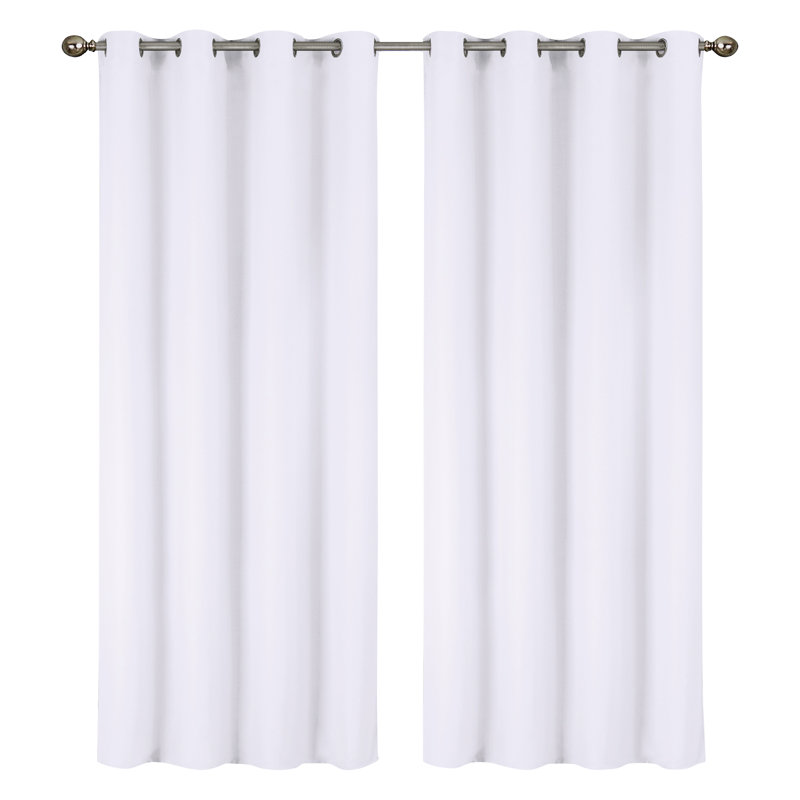 54" x 84" Insulated Grommet Top Blackout Curtain Panels, White, 54" W x 84" L