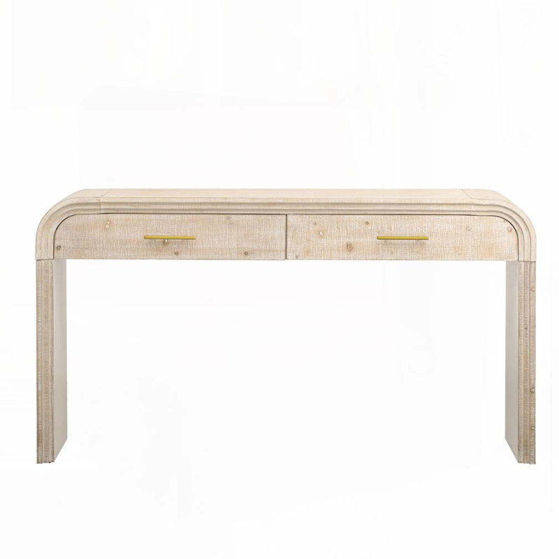 Vintage sideboard with two drawers and scalloped corners, Beige