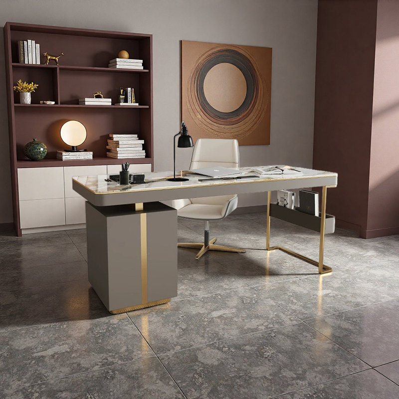 Durable Sintered Stone Desk, 29.53" H x 55.12" W x 27.56" D
