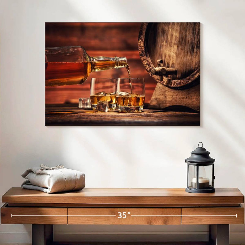 Impression sur toile de verre whisky, H 16 po x l 24 po x P 1,25 po