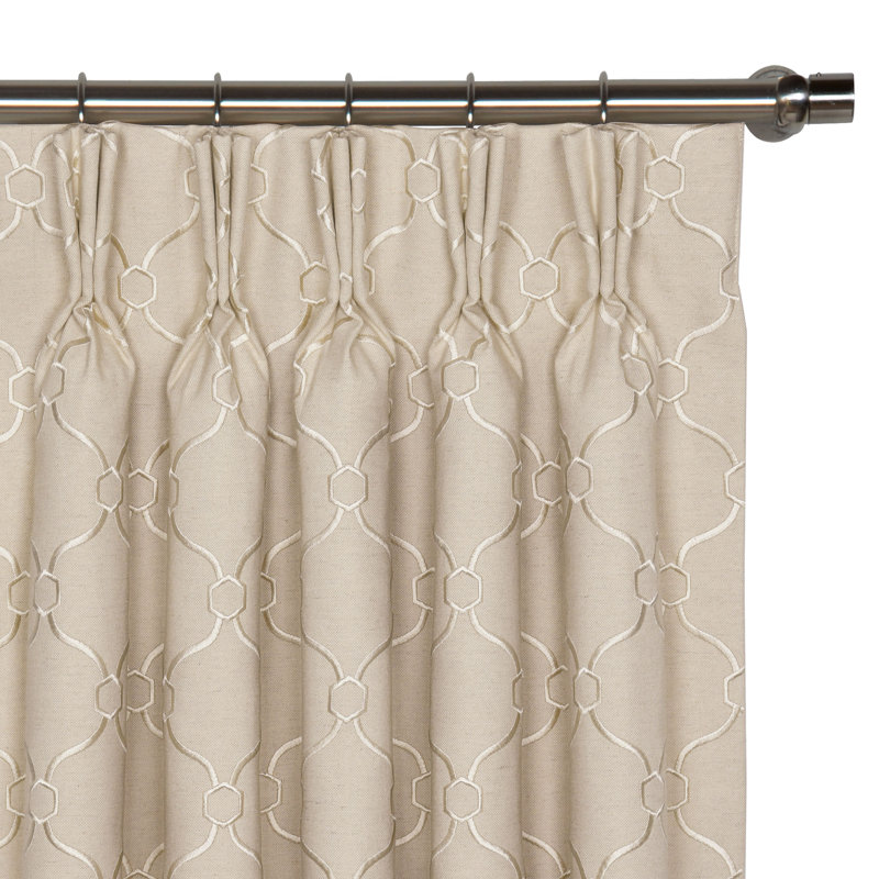 Theodore Emboidery Room Darkening Curtain, 20" x 84", Buff