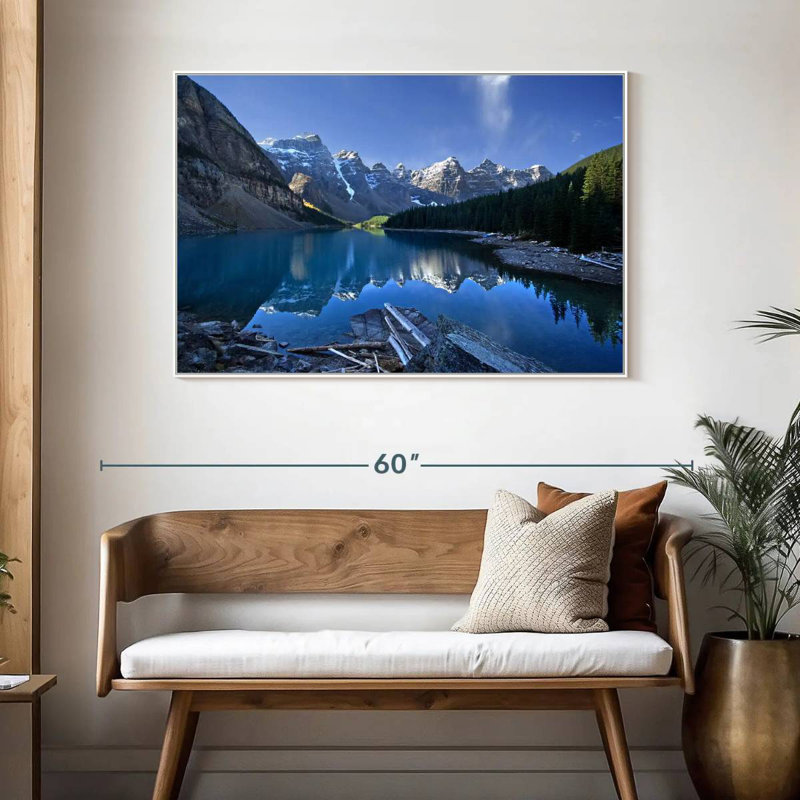 Lac pittoresque de la Moraine, Cadre flottant blanc, 46 po x 31 po