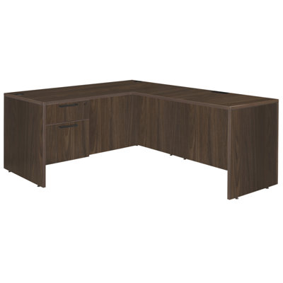 Regency Legacy 77 In. L Desk With Single Pedestal Drawer Unit- Neo Walnut