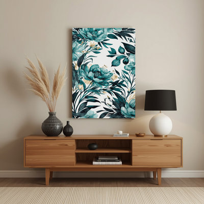 Aquarelle florale 63, art mural en métal vert