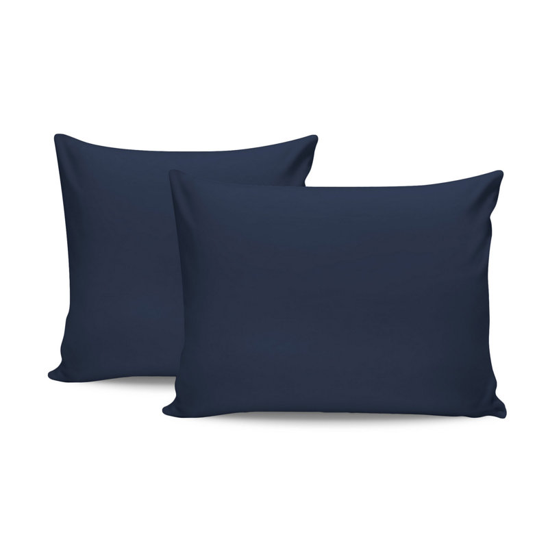 Dark Blue Pillowcase Set (2 Pieces), 100% Cotton Ranforce, 31.5 x 31.5 inches | 145 Thread Count, Envelope Closure | Soft & Durable, Machine Washable, Perfect for Luxurious Bedding and Home Decor