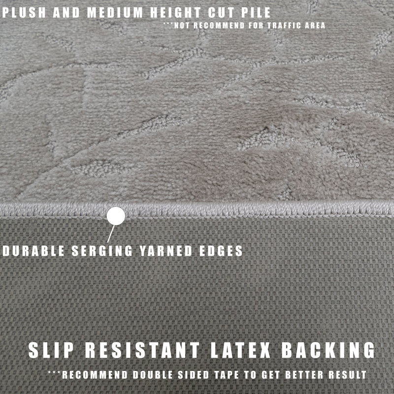 Tapis gris antidérapant à motif floral, Tapis de couloir 2 pi 2 po x 5 pi
