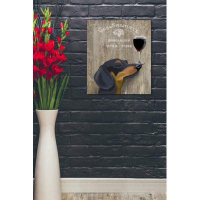 «Dog Au Vin Dachshund», impression sur toile tendue