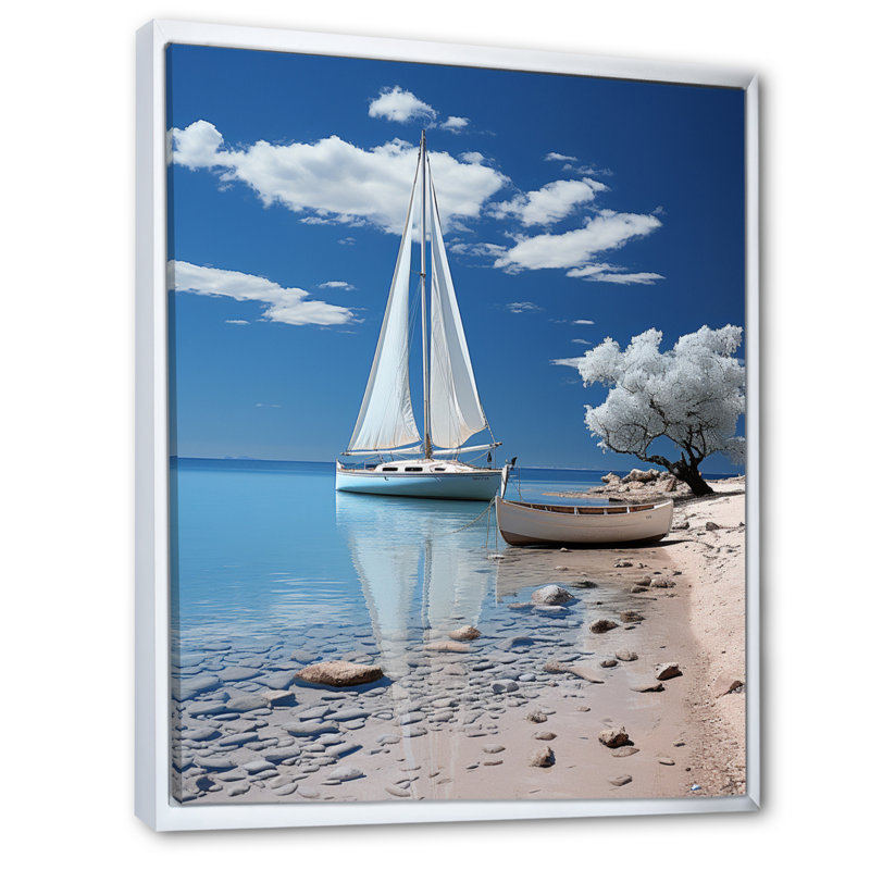 Dandir bateau élégance minimalisme III, H 20 po x l 12 po x P 1 po, Cadre flottant blanc