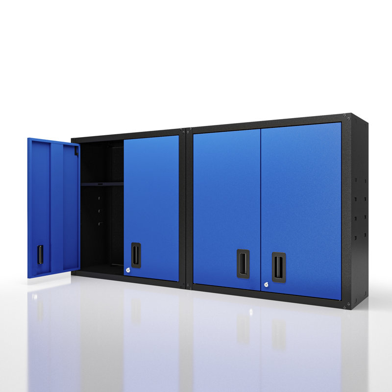 Armoire de rangement murale en métal avec portes doubles verrouillables, Blue