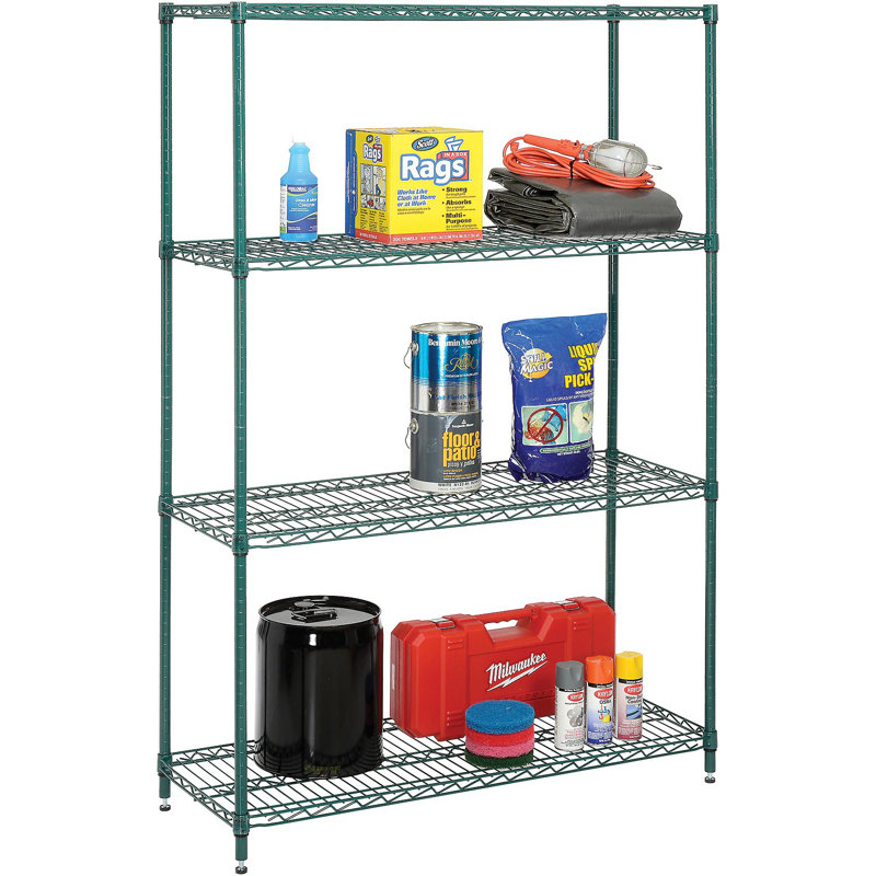 Étagère sur pieds, Époxy vert, H 74 po x l 48 po x P 18 po