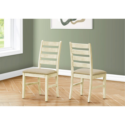Chaise de salle à manger, hauteur 38 po, salle à manger, cuisine, ensemble de 2, rembourrés, blanc antique, aspect lin beige, transitionnel