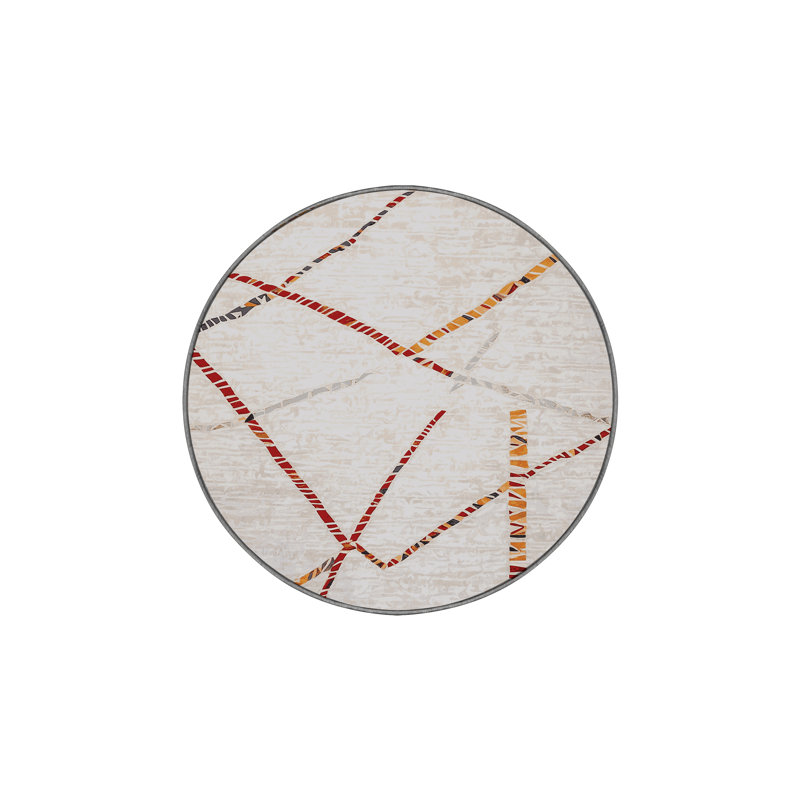 Tapis gris soyeux et moelleux, Rond 5 pi