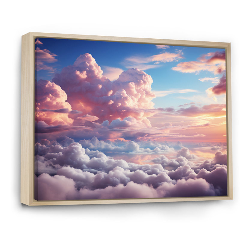 Paysage de rêve pastel pêche - imprimé, H 30 po x l 40 po x P 1,5 po, Cadre naturel flottant