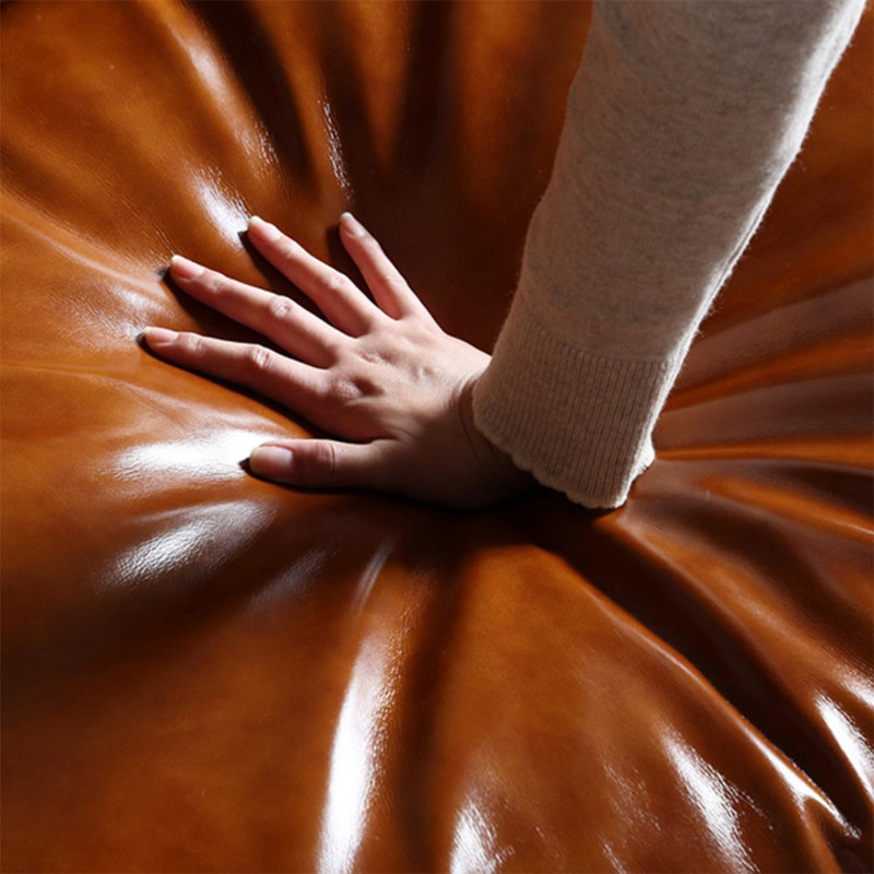 Orange Faux Leather Standard Sofa cushion Loveseat