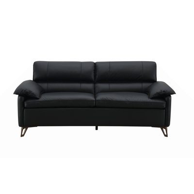 Eilene Black Top Grain Leather Loveseat