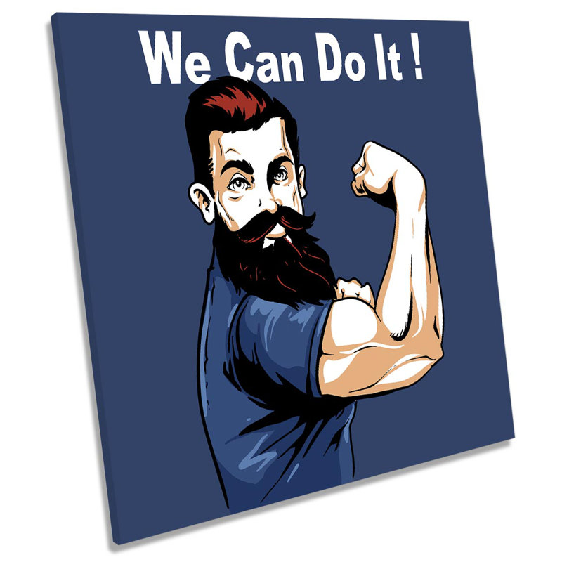 X9202 We Can Do It Man Cave - Wrapped Canvas Painting, 60cm H x 60cm W x 2cm D