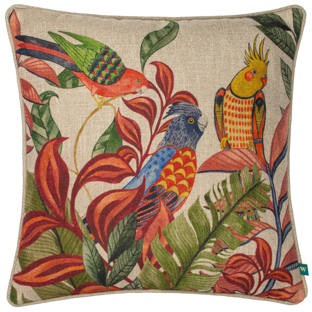 Akamba Akamba Parrot Scene Floral Square Scatter Cushion Cushion Covers