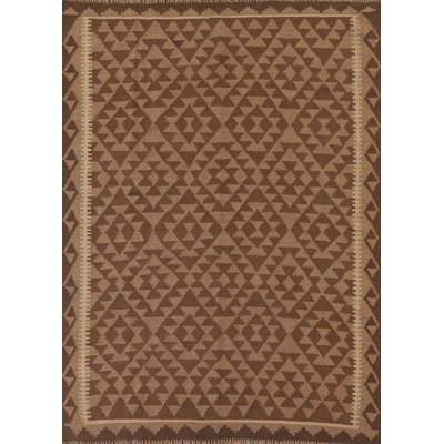Brown Kilim Reversible Wool Area Rug 5x7
