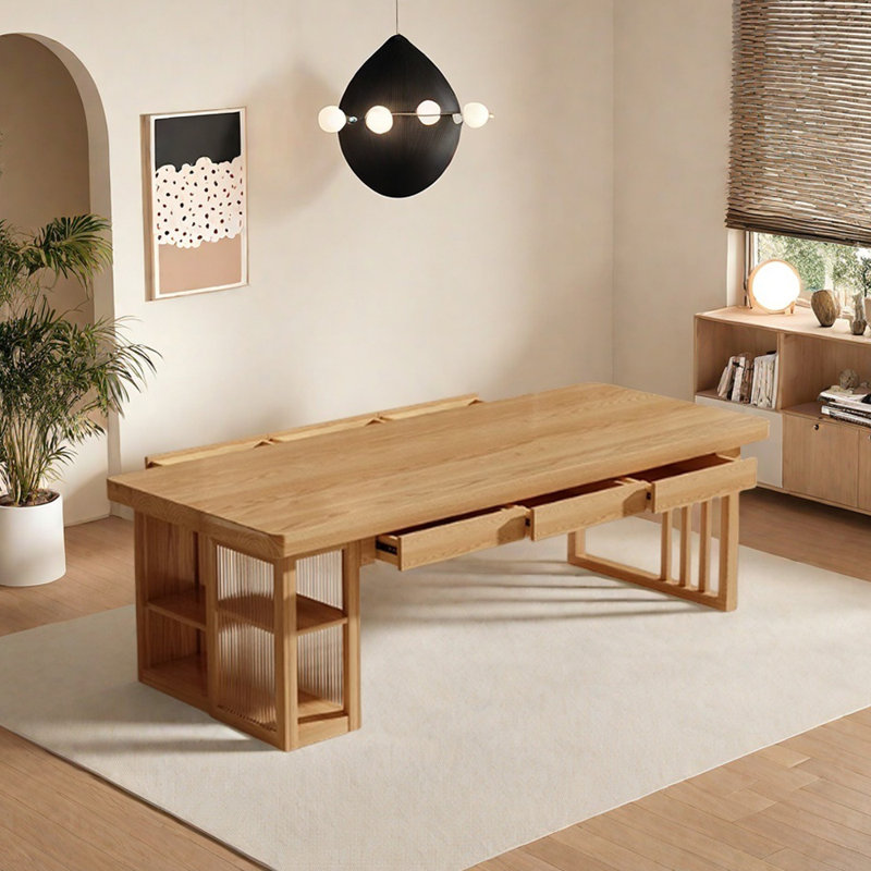 Table multifonctionnelle en bois de frêne brun, H 29,52 po x L 70,86 po x l 31,49 po